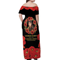 George Hardy Tuskegee Memorial Off Shoulder Maxi Dress Red Tail Pilots Legacy of Courage - Wonder Print Shop
