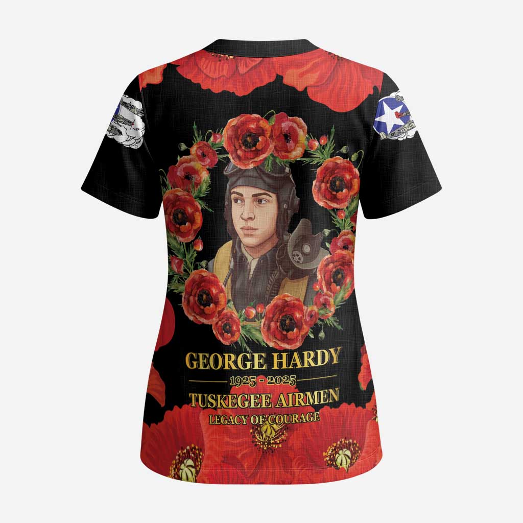 George Hardy Tuskegee Memorial Scrub Top Red Tail Pilots Legacy of Courage - Wonder Print Shop