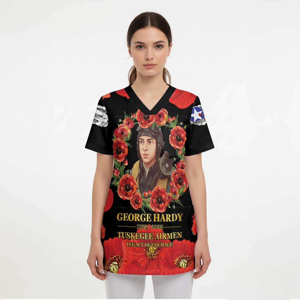 George Hardy Tuskegee Memorial Scrub Top Red Tail Pilots Legacy of Courage - Wonder Print Shop