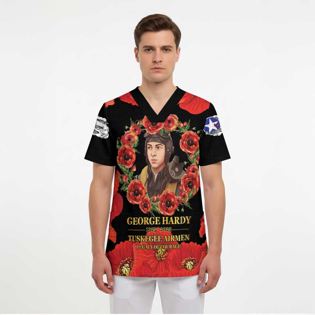 George Hardy Tuskegee Memorial Scrub Top Red Tail Pilots Legacy of Courage - Wonder Print Shop