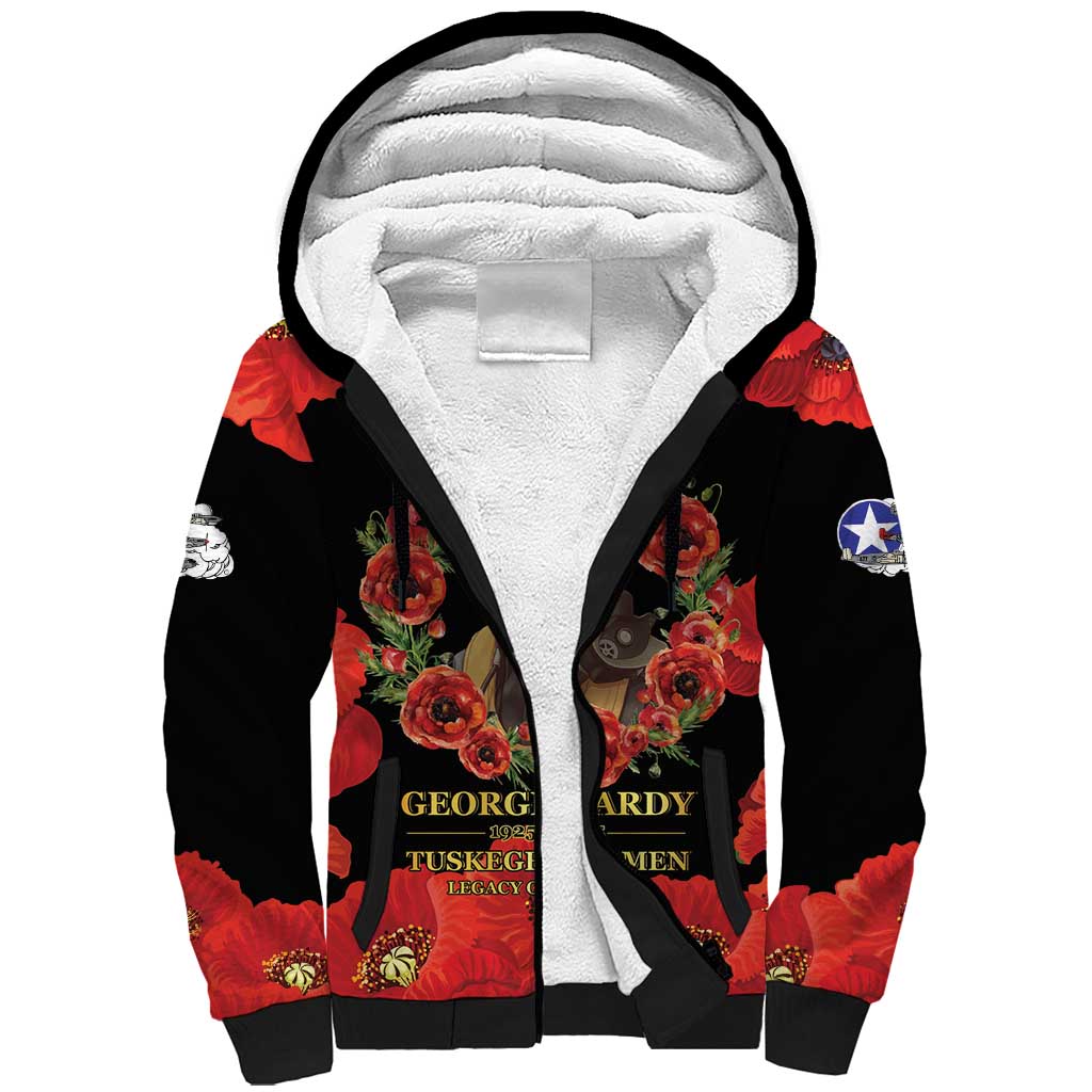 George Hardy Tuskegee Memorial Sherpa Hoodie Red Tail Pilots Legacy of Courage - Wonder Print Shop