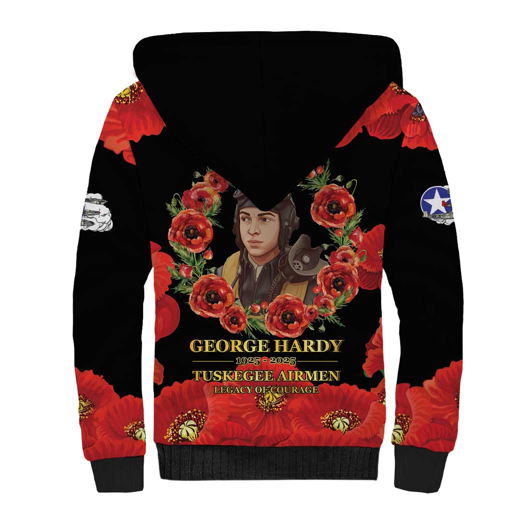 George Hardy Tuskegee Memorial Sherpa Hoodie Red Tail Pilots Legacy of Courage - Wonder Print Shop