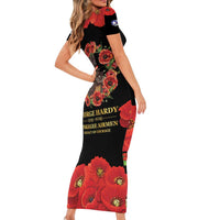 George Hardy Tuskegee Memorial Short Sleeve Bodycon Dress Red Tail Pilots Legacy of Courage - Wonder Print Shop