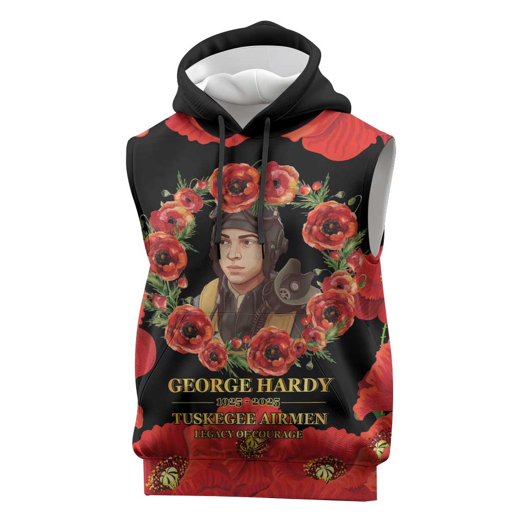 George Hardy Tuskegee Memorial Sleeveless Hoodie Red Tail Pilots Legacy of Courage - Wonder Print Shop