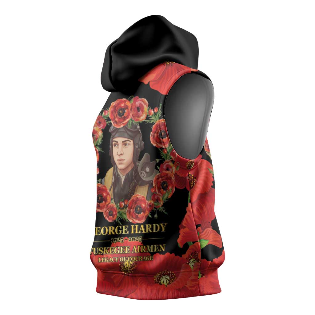 George Hardy Tuskegee Memorial Sleeveless Hoodie Red Tail Pilots Legacy of Courage - Wonder Print Shop