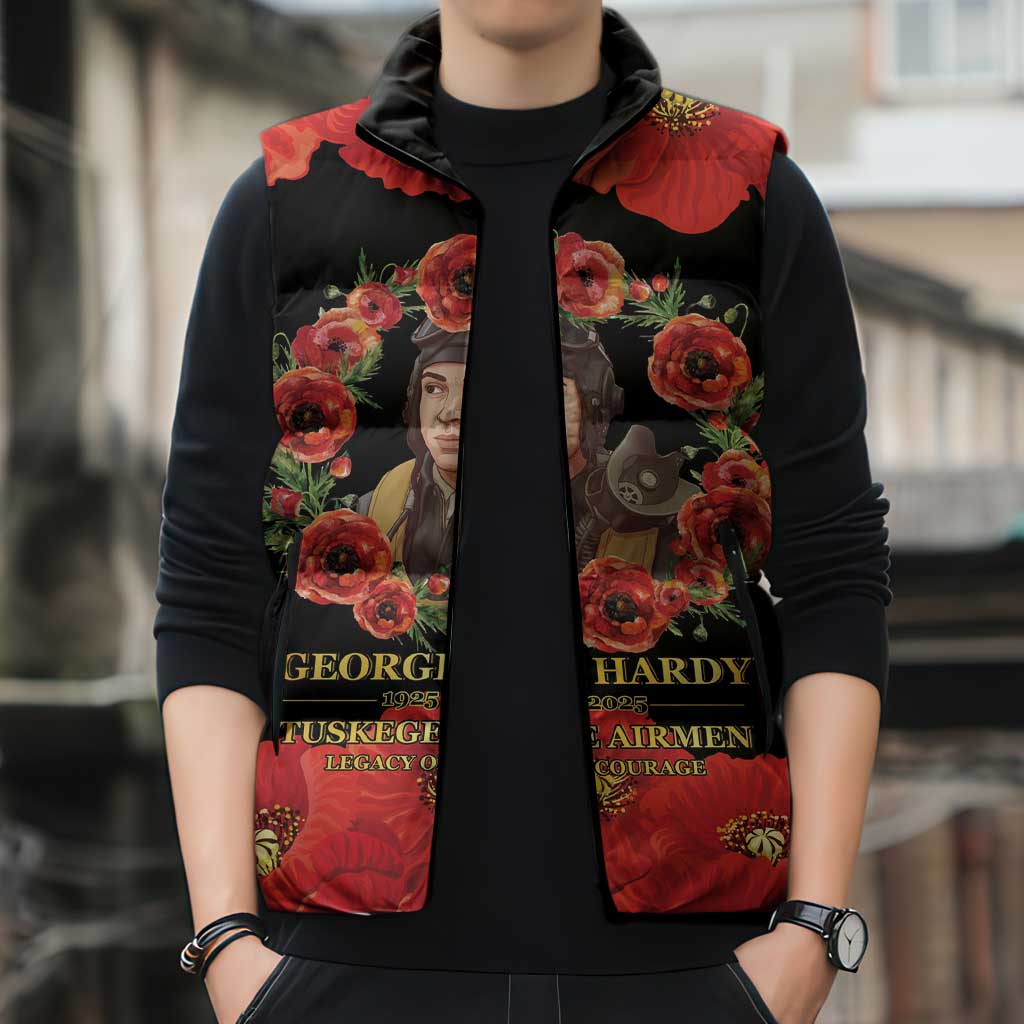 George Hardy Tuskegee Memorial Sleeveless Puffer Jacket Red Tail Pilots Legacy of Courage - Wonder Print Shop