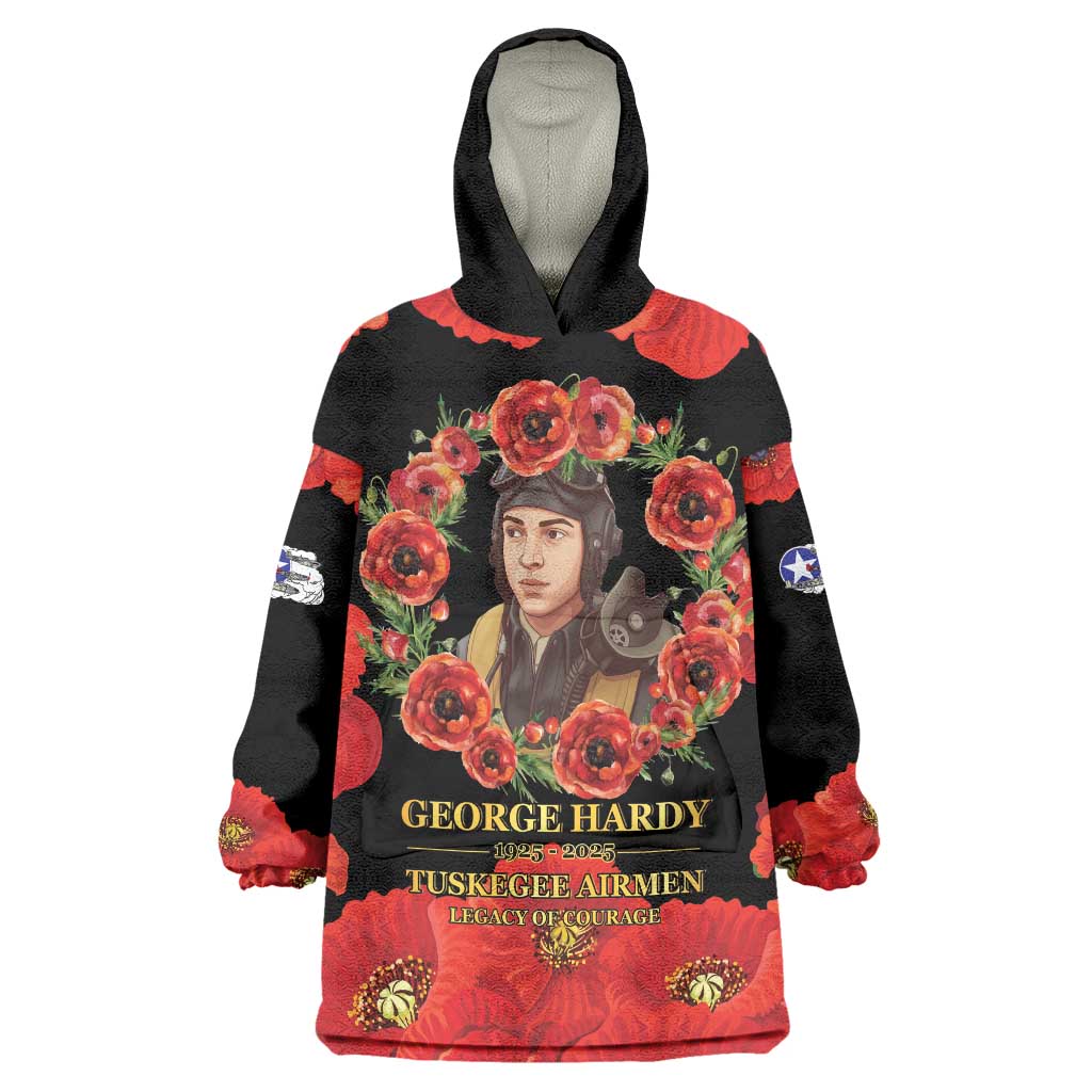 George Hardy Tuskegee Memorial Wearable Blanket Hoodie Red Tail Pilots Legacy of Courage - Wonder Print Shop