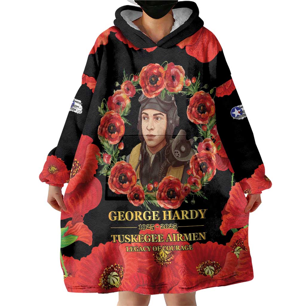 George Hardy Tuskegee Memorial Wearable Blanket Hoodie Red Tail Pilots Legacy of Courage - Wonder Print Shop
