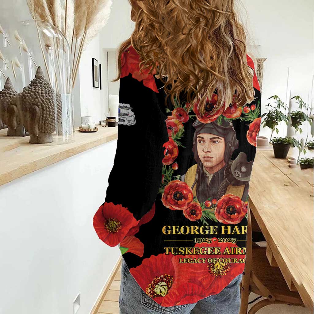 George Hardy Tuskegee Memorial Women Casual Shirt Red Tail Pilots Legacy of Courage - Wonder Print Shop