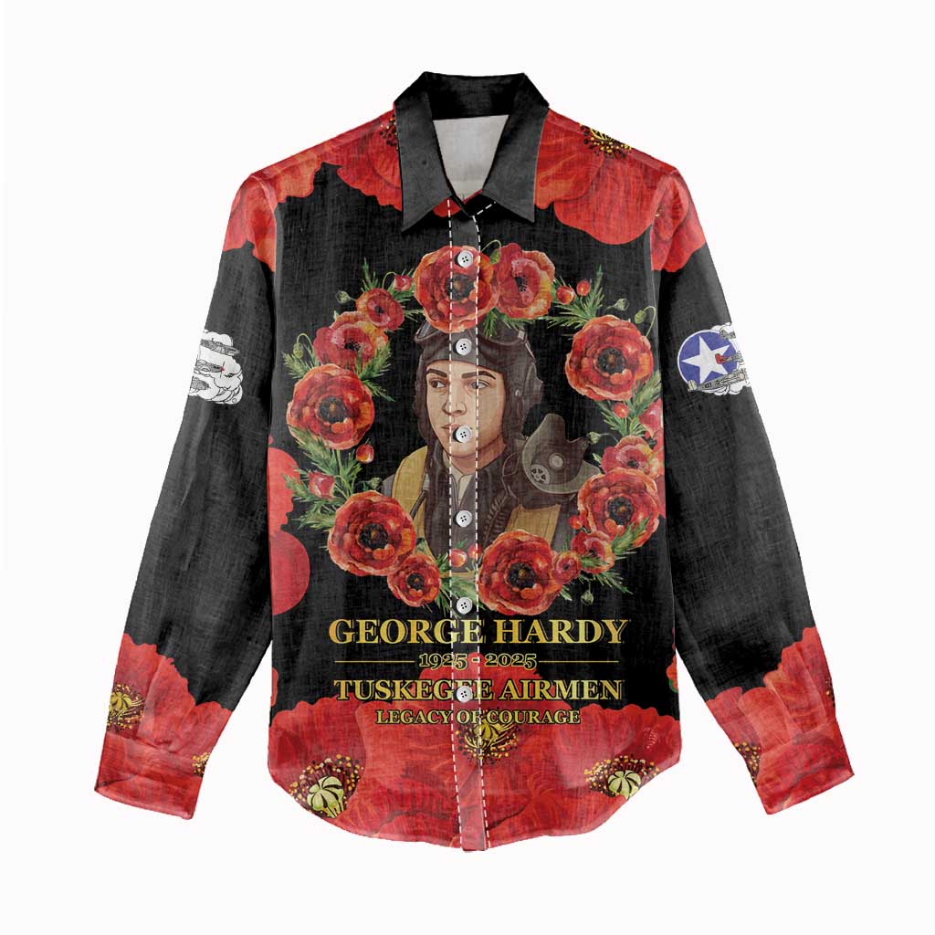 George Hardy Tuskegee Memorial Women Casual Shirt Red Tail Pilots Legacy of Courage - Wonder Print Shop