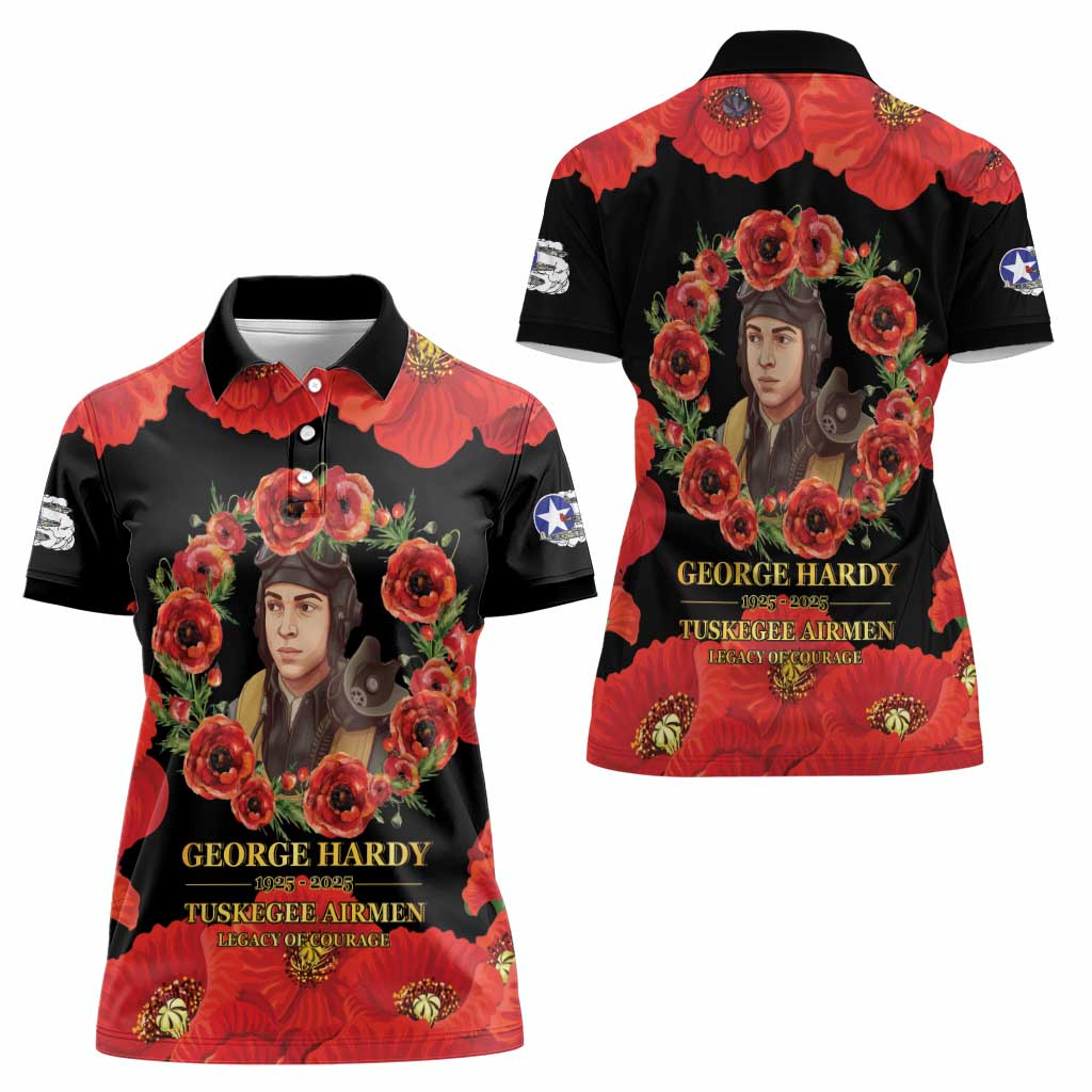 George Hardy Tuskegee Memorial Women Polo Shirt Red Tail Pilots Legacy of Courage - Wonder Print Shop