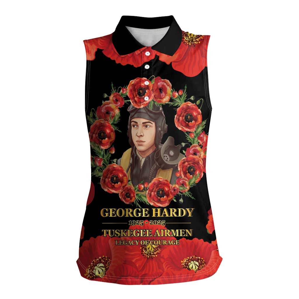 George Hardy Tuskegee Memorial Women Sleeveless Polo Shirt Red Tail Pilots Legacy of Courage - Wonder Print Shop
