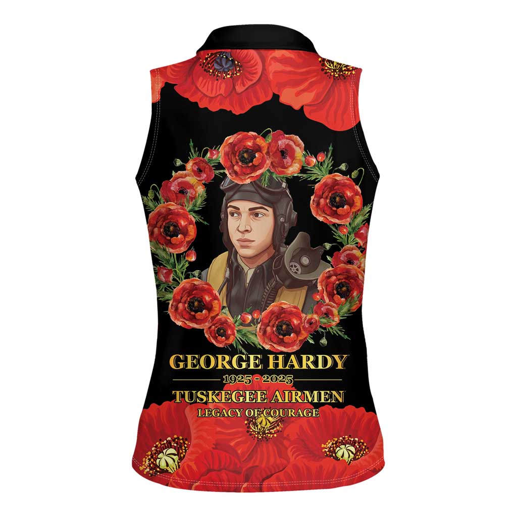 George Hardy Tuskegee Memorial Women Sleeveless Polo Shirt Red Tail Pilots Legacy of Courage - Wonder Print Shop