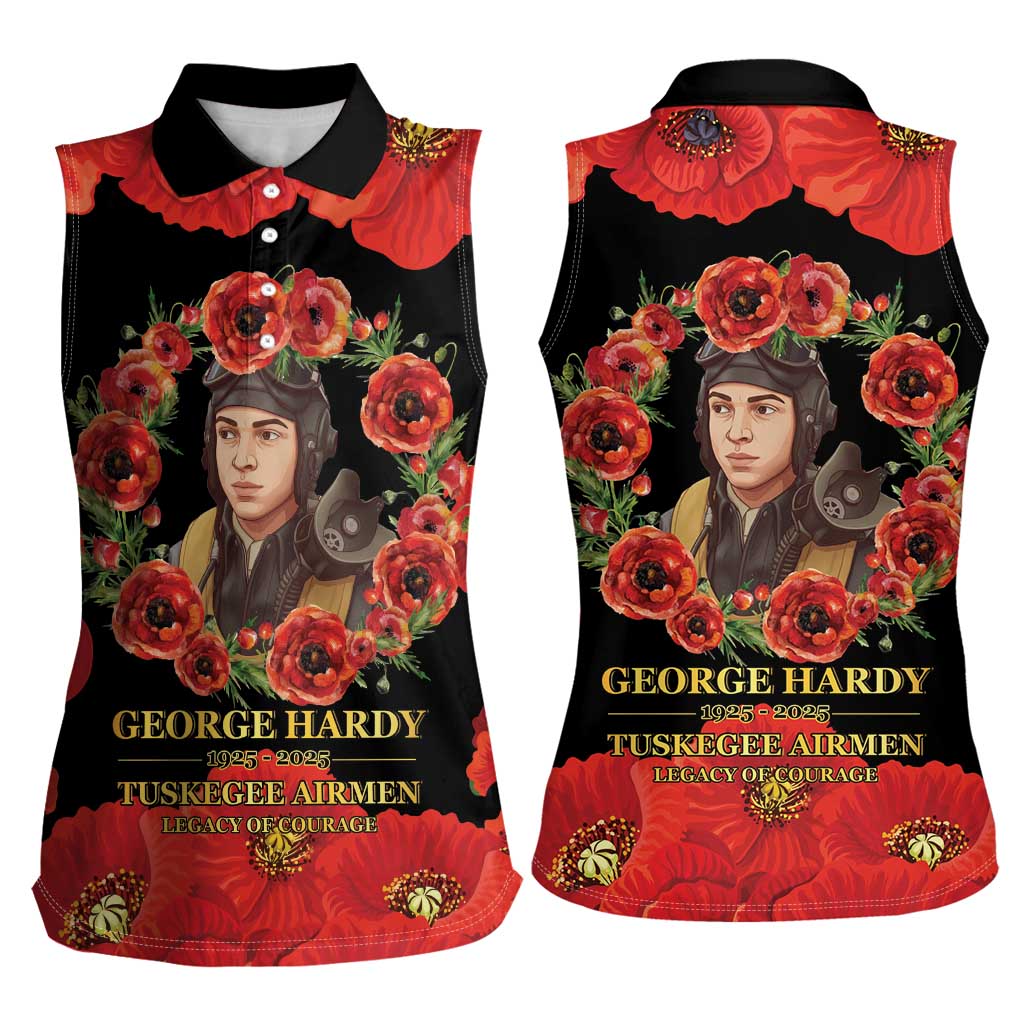 George Hardy Tuskegee Memorial Women Sleeveless Polo Shirt Red Tail Pilots Legacy of Courage - Wonder Print Shop