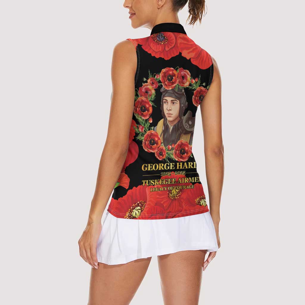 George Hardy Tuskegee Memorial Women Sleeveless Polo Shirt Red Tail Pilots Legacy of Courage - Wonder Print Shop