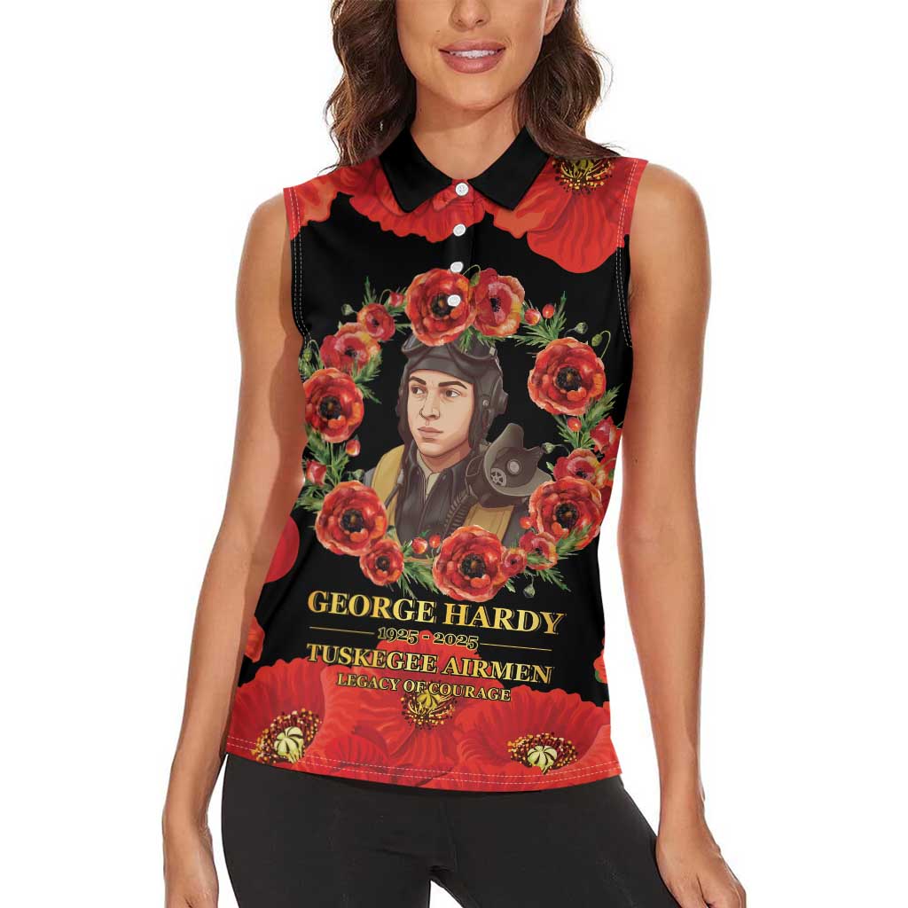George Hardy Tuskegee Memorial Women Sleeveless Polo Shirt Red Tail Pilots Legacy of Courage - Wonder Print Shop