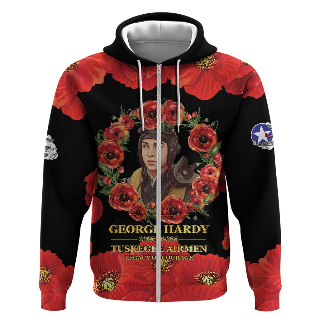 George Hardy Tuskegee Memorial Zip Hoodie Red Tail Pilots Legacy of Courage - Wonder Print Shop