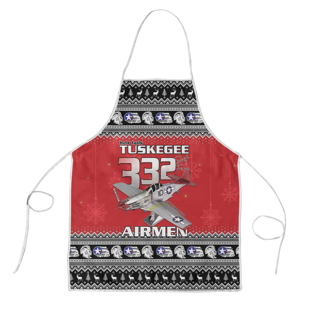 Tuskegee Red Tails Airmen Christmas Apron P-51 Mustang 332nd Fighter Group - Wonder Print Shop