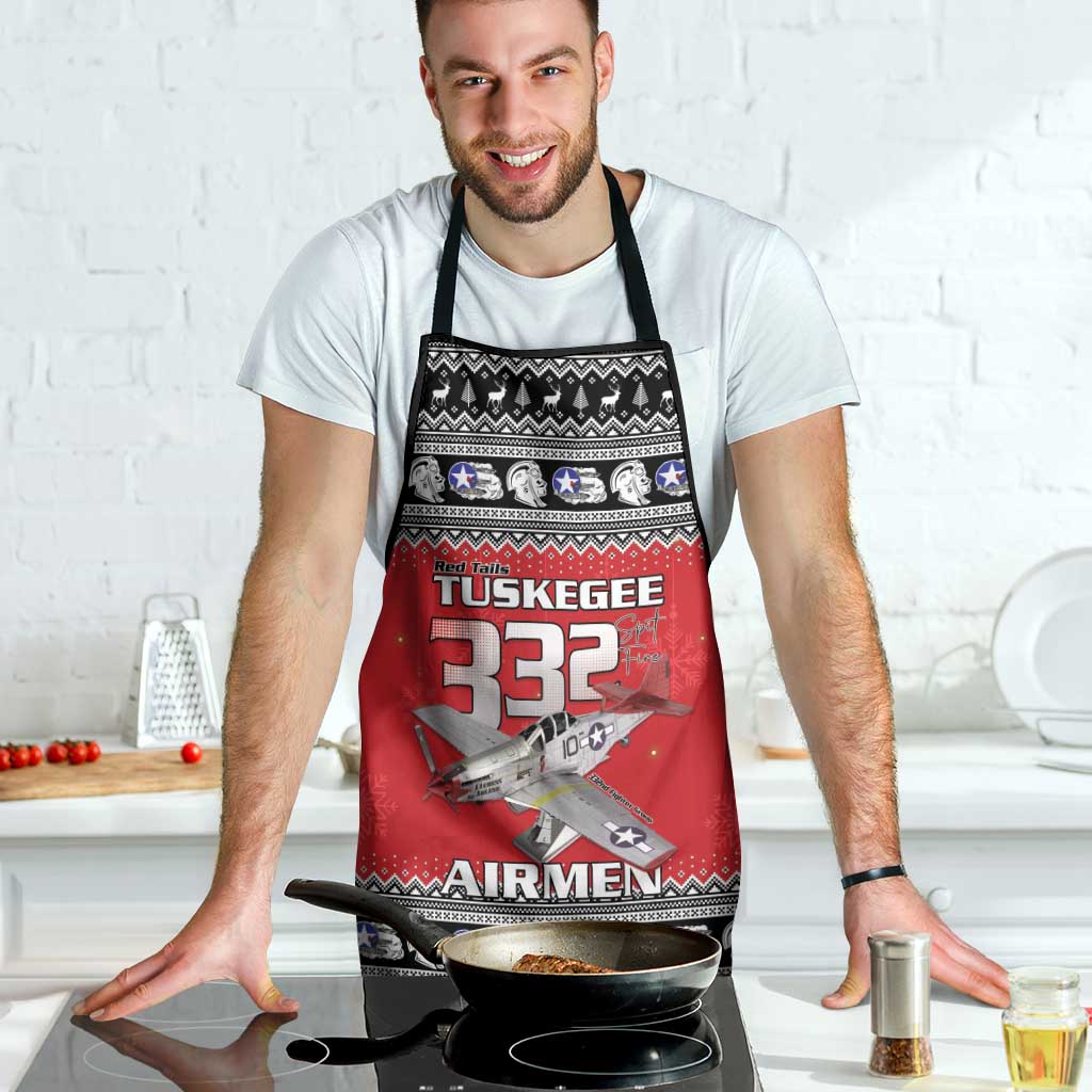 Tuskegee Red Tails Airmen Christmas Apron P-51 Mustang 332nd Fighter Group - Wonder Print Shop