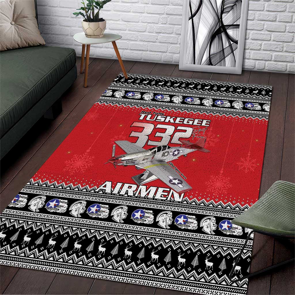 Tuskegee Red Tails Airmen Christmas Area Rug P-51 Mustang 332nd Fighter Group - Wonder Print Shop