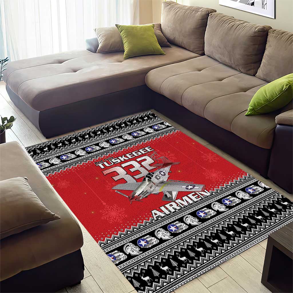 Tuskegee Red Tails Airmen Christmas Area Rug P-51 Mustang 332nd Fighter Group - Wonder Print Shop