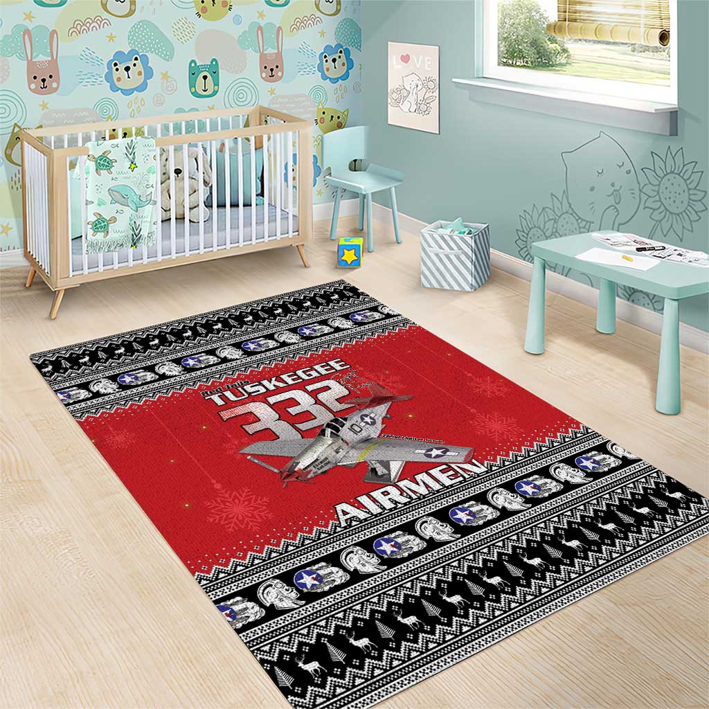 Tuskegee Red Tails Airmen Christmas Area Rug P-51 Mustang 332nd Fighter Group - Wonder Print Shop