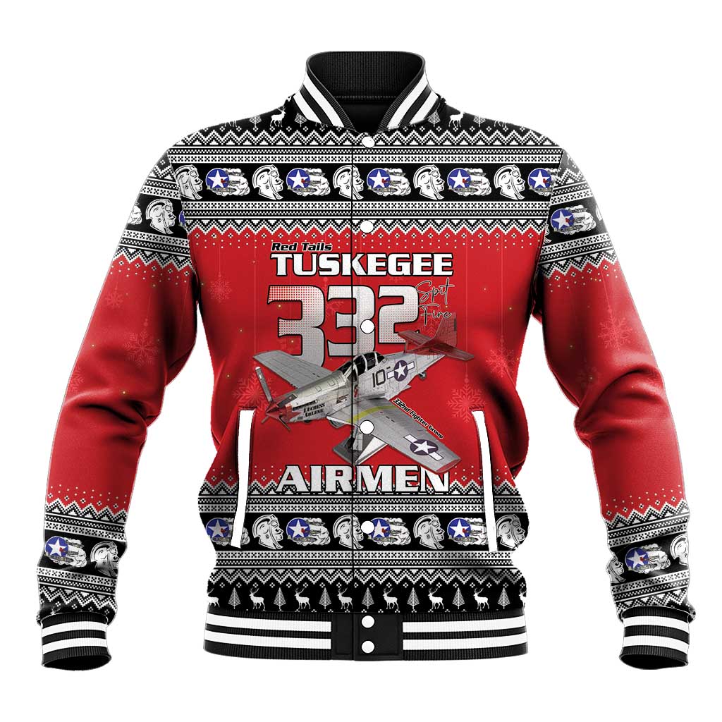 Tuskegee Red Tails Airmen Christmas Baseball Jacket P-51 Mustang 332nd Fighter Group - Wonder Print Shop