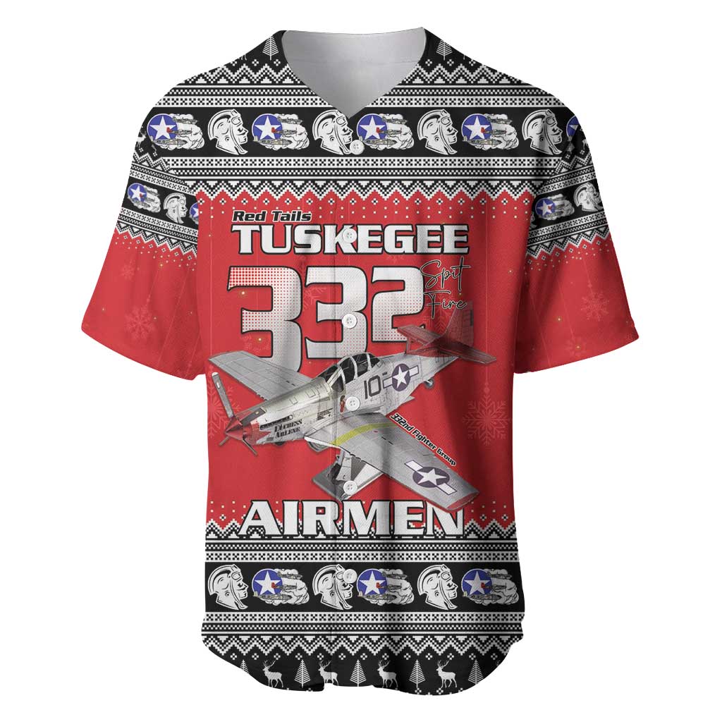 Tuskegee Red Tails Airmen Christmas Baseball Jersey P-51 Mustang 332nd Fighter Group - Wonder Print Shop