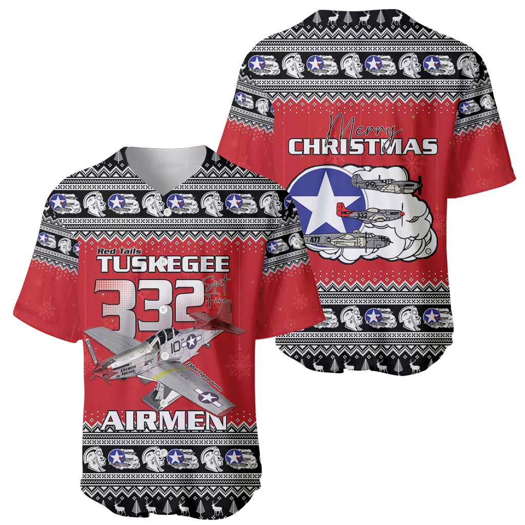 Tuskegee Red Tails Airmen Christmas Baseball Jersey P-51 Mustang 332nd Fighter Group - Wonder Print Shop