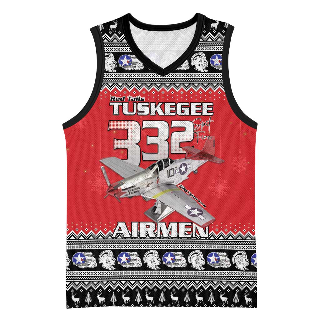 Tuskegee Red Tails Airmen Christmas Basketball Jersey P-51 Mustang 332nd Fighter Group - Wonder Print Shop