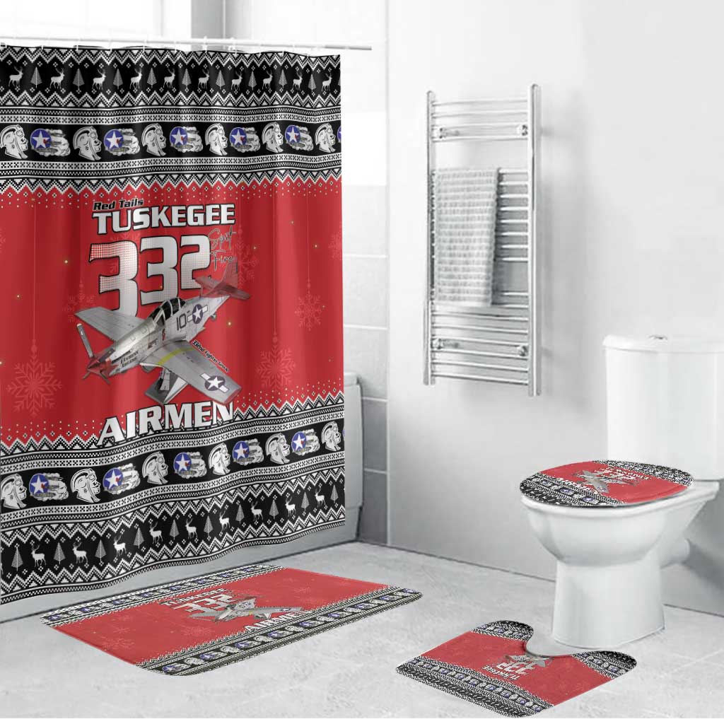 Tuskegee Red Tails Airmen Christmas Bathroom Set P-51 Mustang 332nd Fighter Group - Wonder Print Shop
