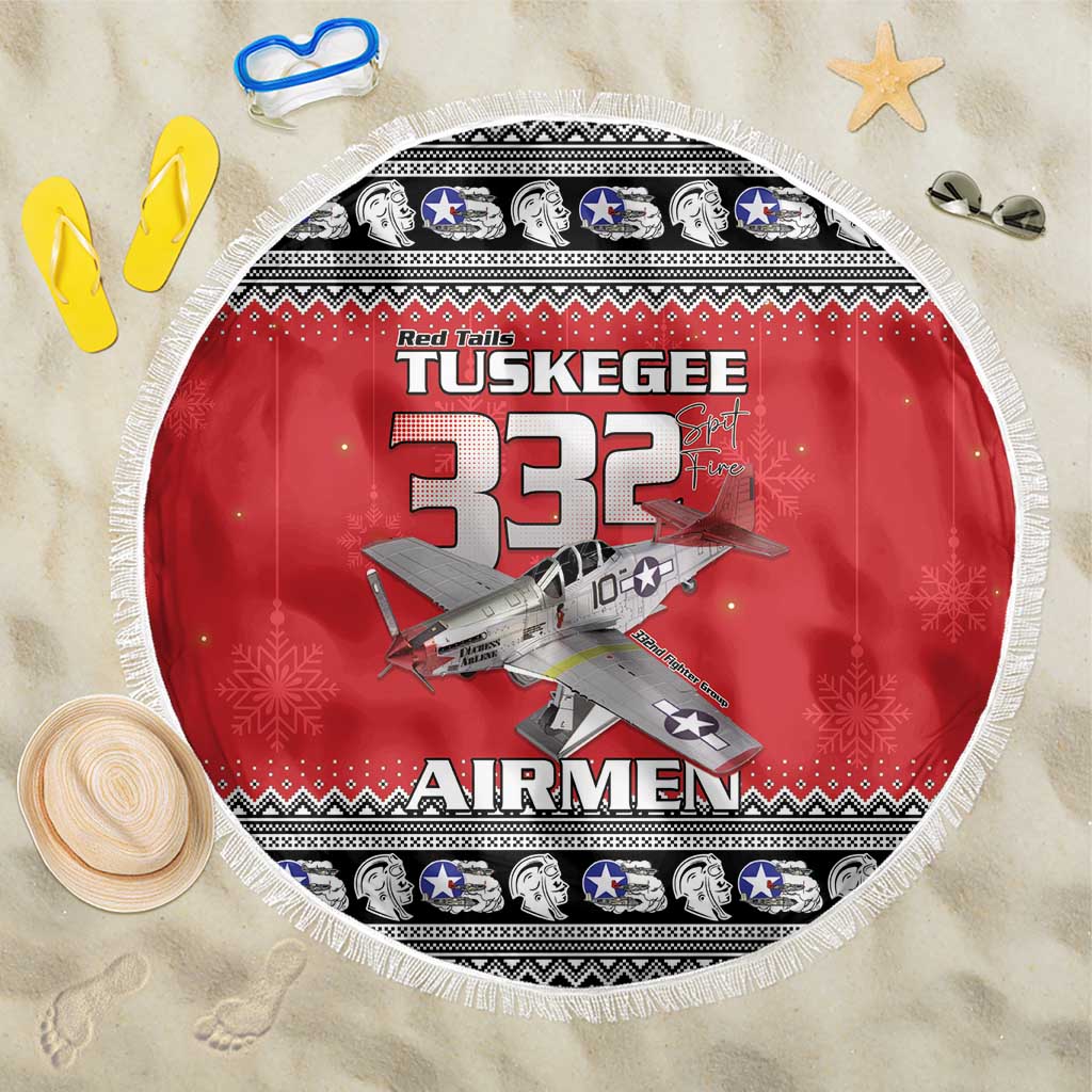 Tuskegee Red Tails Airmen Christmas Beach Blanket P-51 Mustang 332nd Fighter Group - Wonder Print Shop