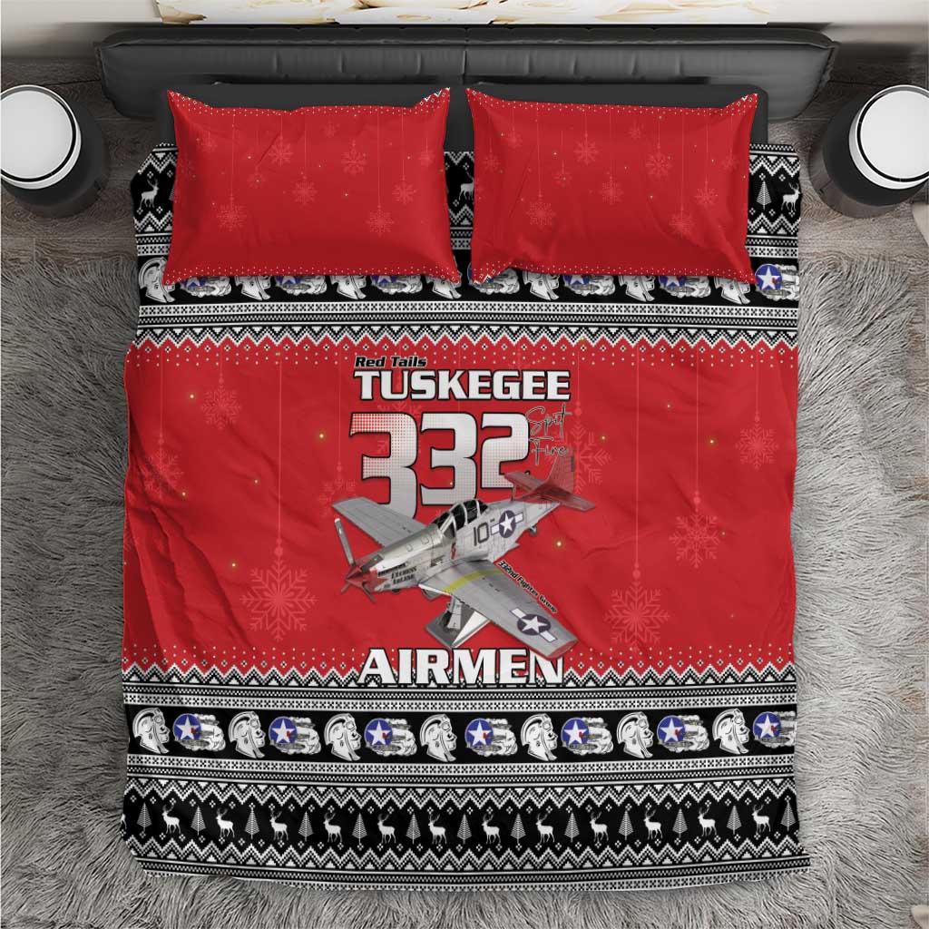 Tuskegee Red Tails Airmen Christmas Bedding Set P-51 Mustang 332nd Fighter Group - Wonder Print Shop