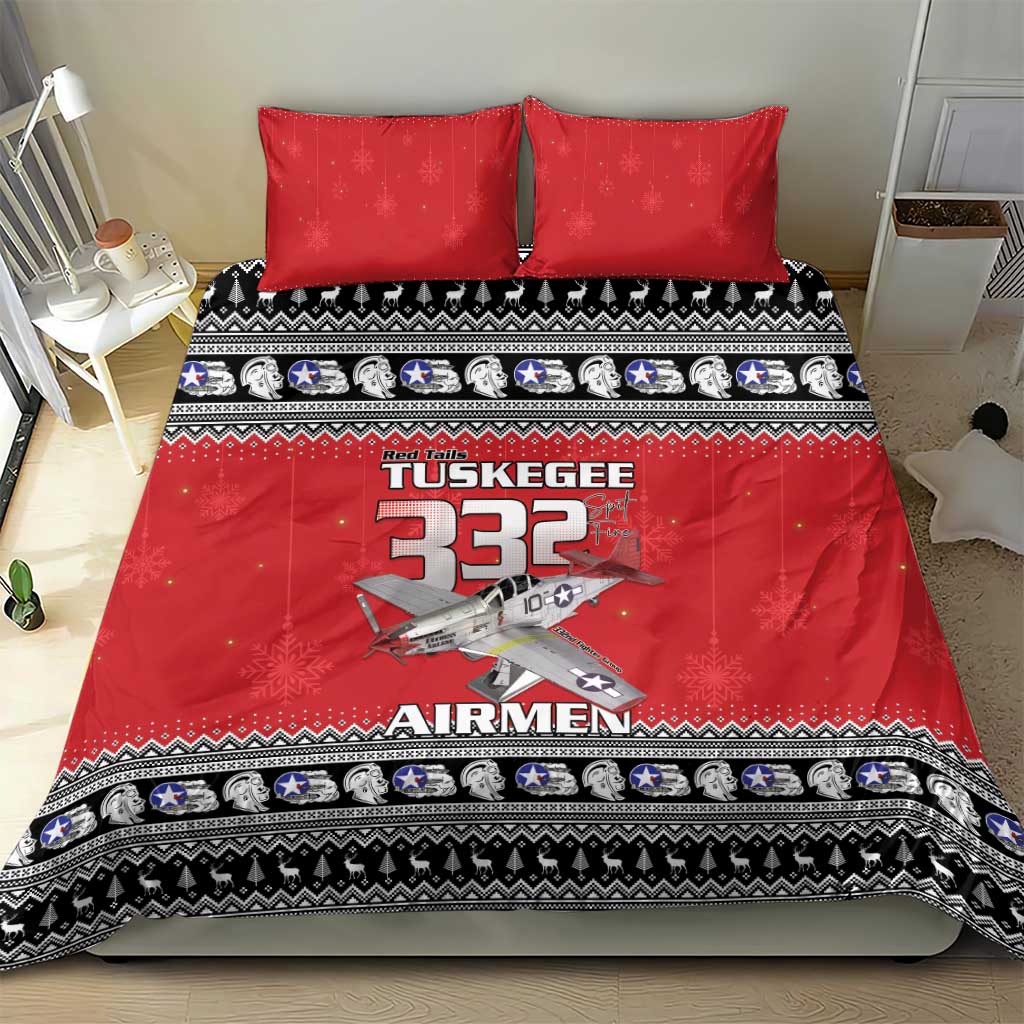 Tuskegee Red Tails Airmen Christmas Bedding Set P-51 Mustang 332nd Fighter Group - Wonder Print Shop