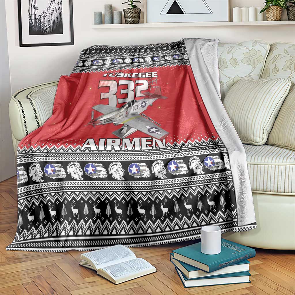 Tuskegee Red Tails Airmen Christmas Blanket P-51 Mustang 332nd Fighter Group - Wonder Print Shop