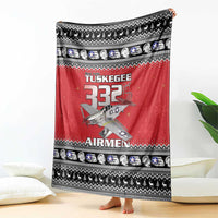 Tuskegee Red Tails Airmen Christmas Blanket P-51 Mustang 332nd Fighter Group - Wonder Print Shop
