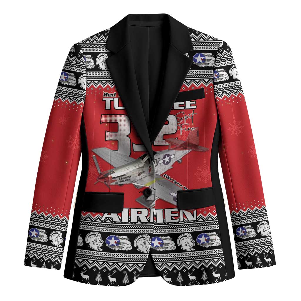 Tuskegee Red Tails Airmen Christmas Blazer P-51 Mustang 332nd Fighter Group - Wonder Print Shop