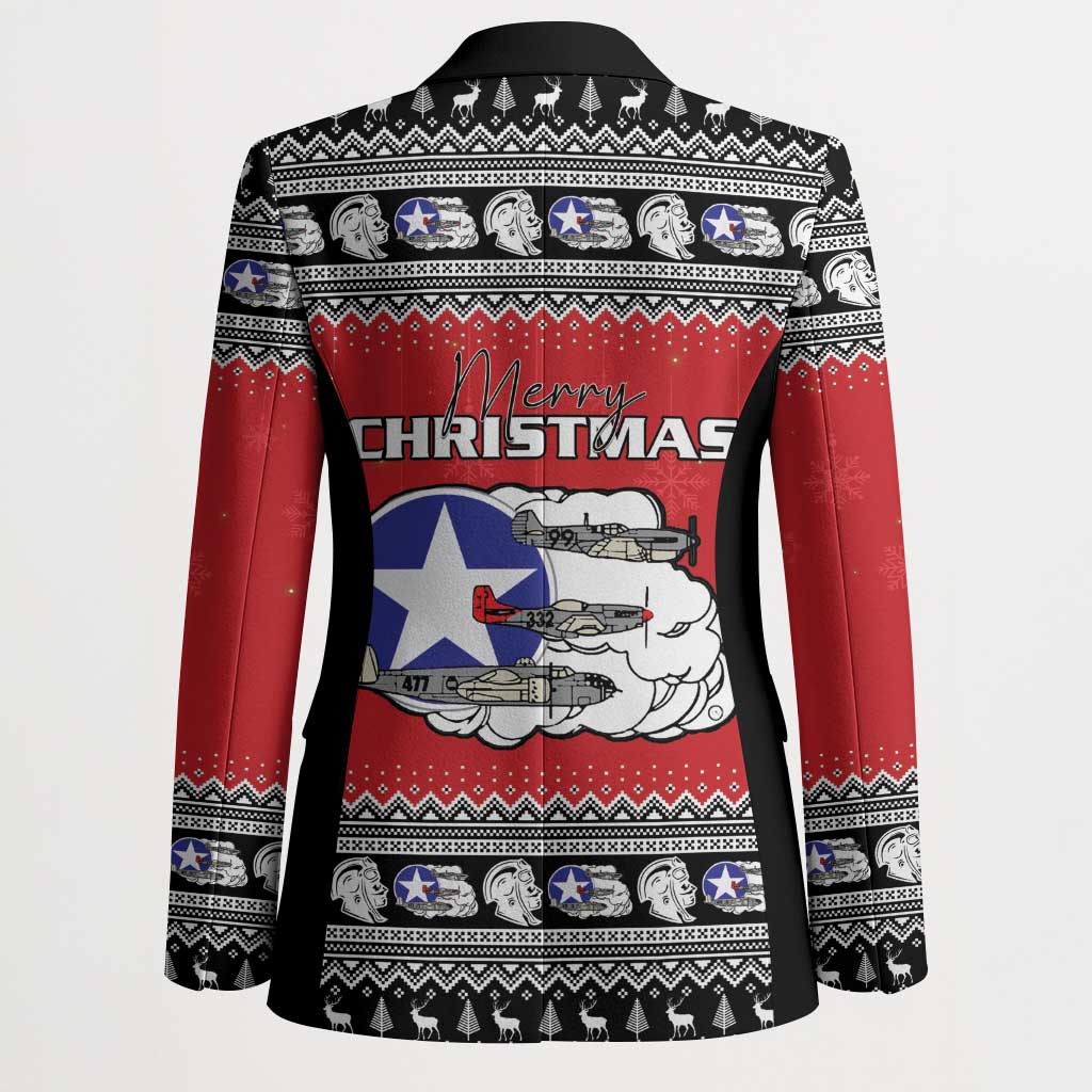 Tuskegee Red Tails Airmen Christmas Blazer P-51 Mustang 332nd Fighter Group - Wonder Print Shop