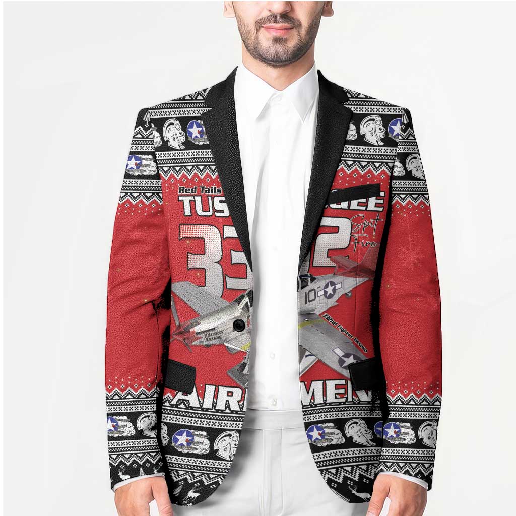 Tuskegee Red Tails Airmen Christmas Blazer P-51 Mustang 332nd Fighter Group - Wonder Print Shop