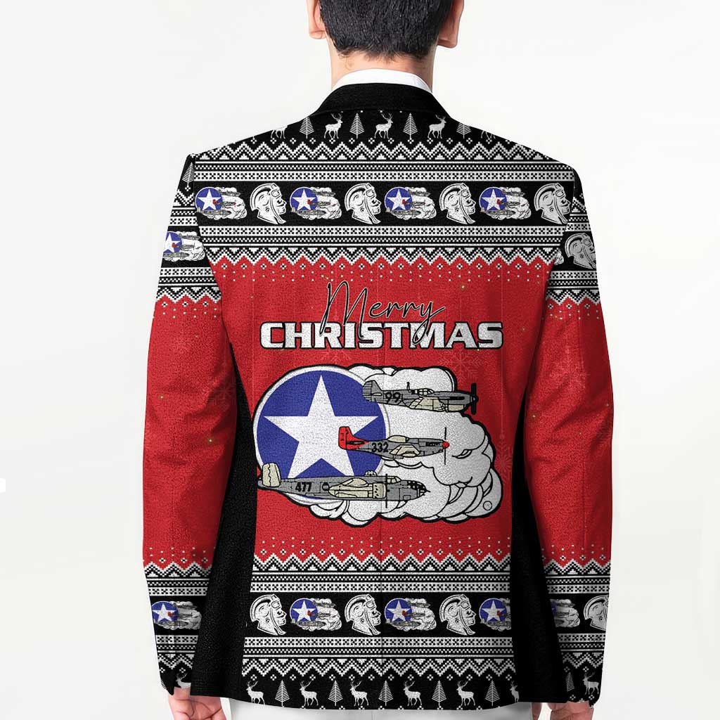 Tuskegee Red Tails Airmen Christmas Blazer P-51 Mustang 332nd Fighter Group - Wonder Print Shop