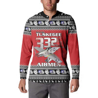 Tuskegee Red Tails Airmen Christmas Button Sweatshirt P-51 Mustang 332nd Fighter Group - Wonder Print Shop