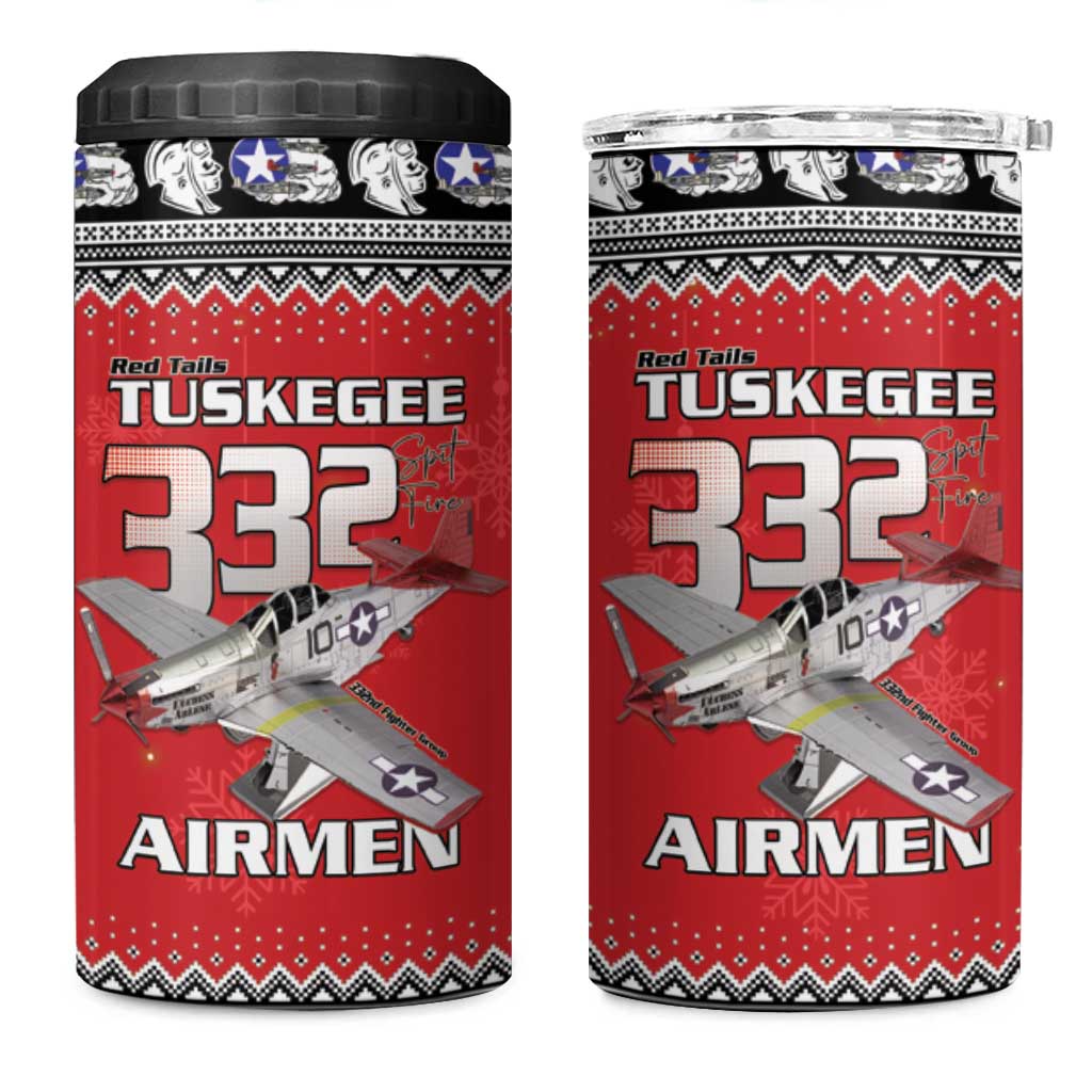 Tuskegee Red Tails Airmen Christmas 4 in 1 Can Cooler Tumbler P-51 Mustang 332nd Fighter Group - Wonder Print Shop