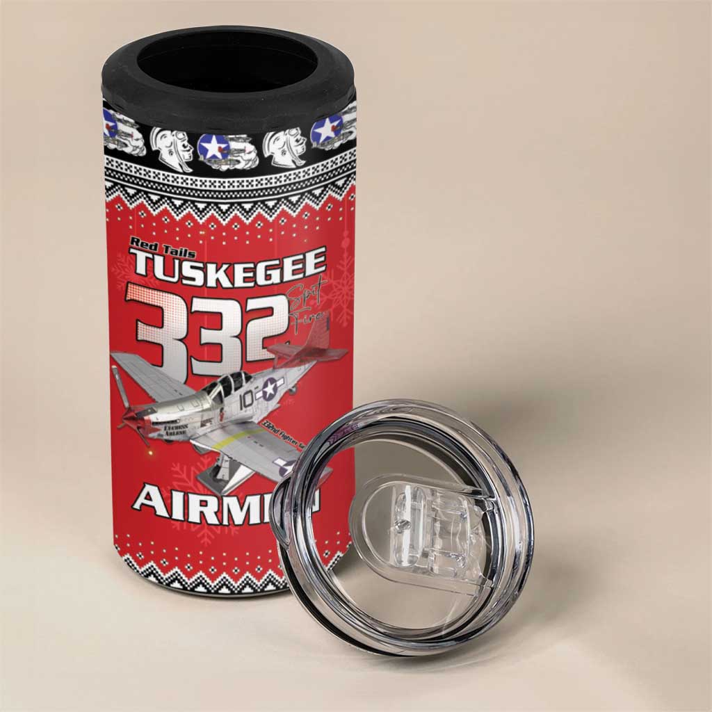 Tuskegee Red Tails Airmen Christmas 4 in 1 Can Cooler Tumbler P-51 Mustang 332nd Fighter Group - Wonder Print Shop