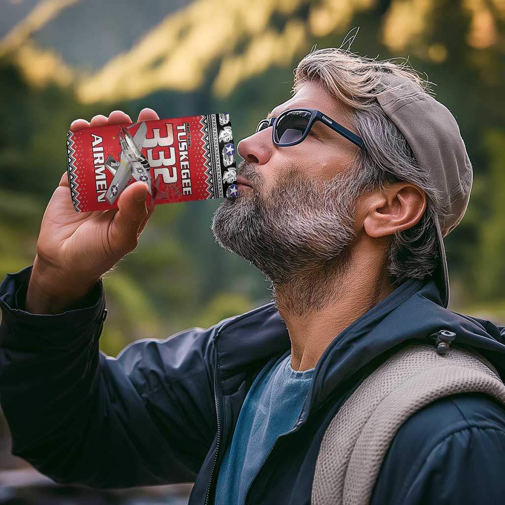 Tuskegee Red Tails Airmen Christmas 4 in 1 Can Cooler Tumbler P-51 Mustang 332nd Fighter Group - Wonder Print Shop