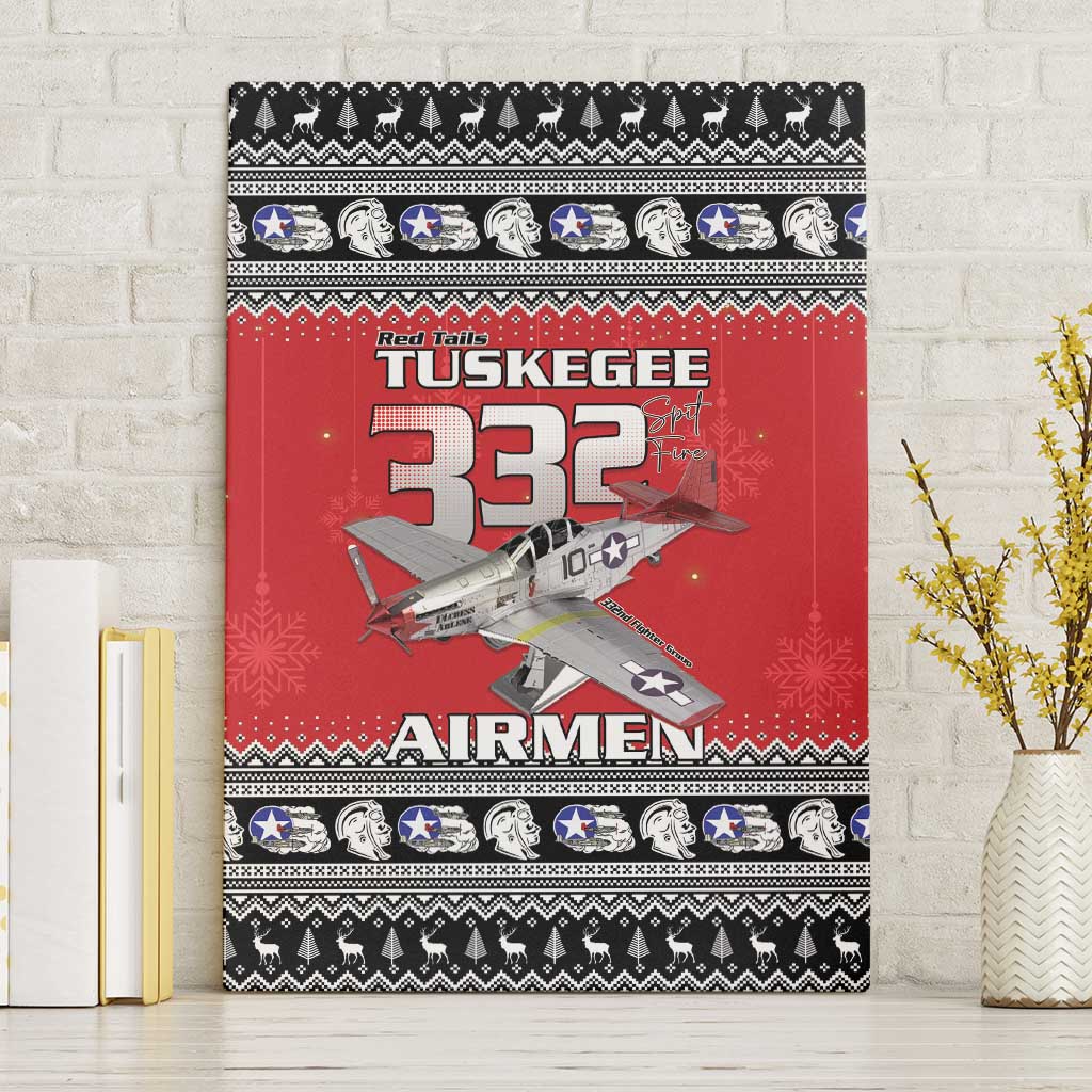 Tuskegee Red Tails Airmen Christmas Canvas Wall Art P-51 Mustang 332nd Fighter Group - Wonder Print Shop