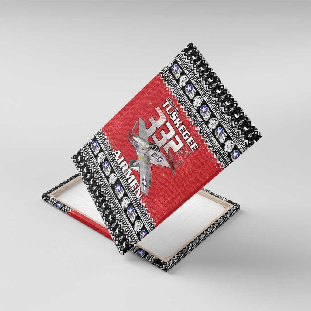 Tuskegee Red Tails Airmen Christmas Canvas Wall Art P-51 Mustang 332nd Fighter Group - Wonder Print Shop