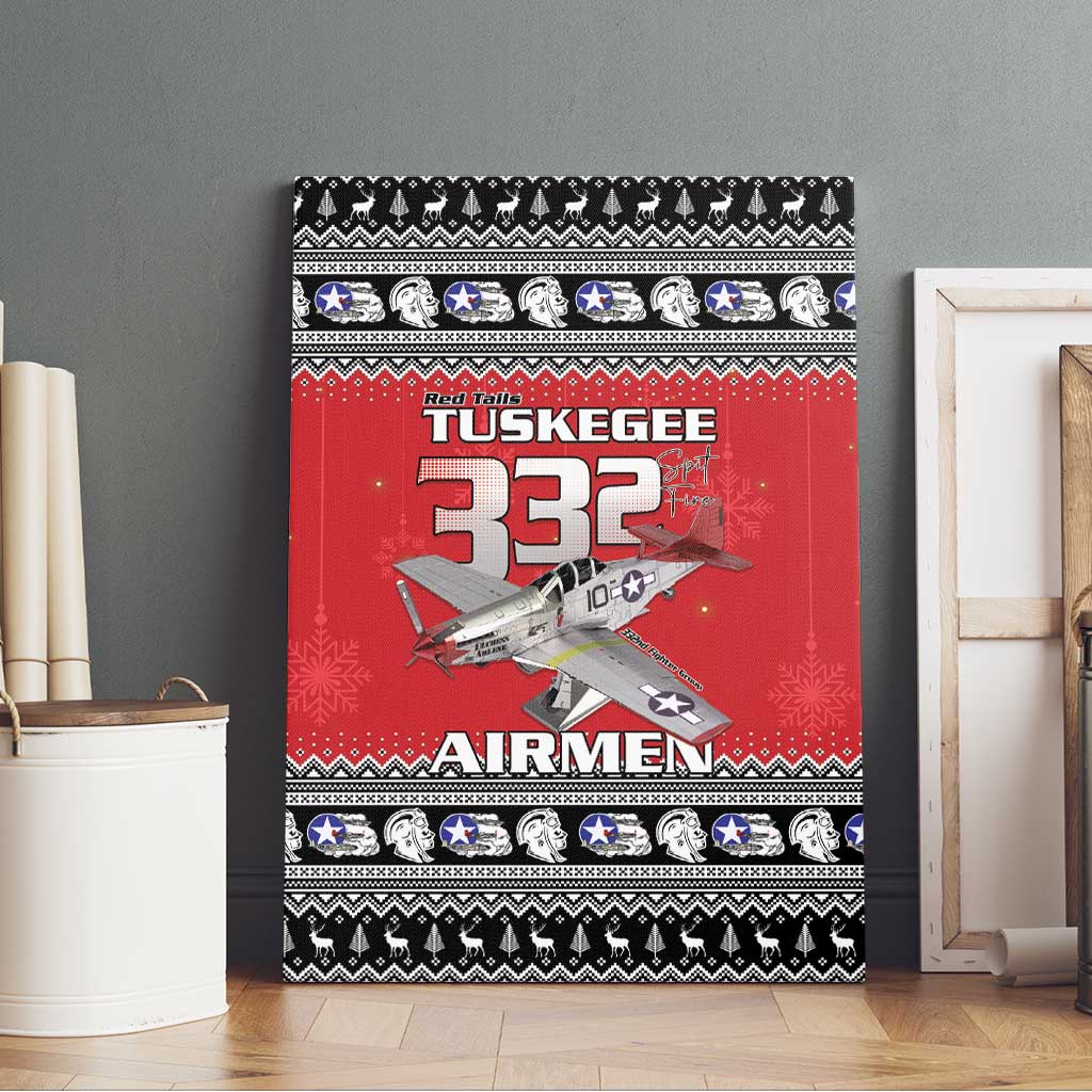 Tuskegee Red Tails Airmen Christmas Canvas Wall Art P-51 Mustang 332nd Fighter Group - Wonder Print Shop
