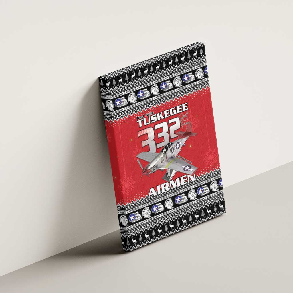 Tuskegee Red Tails Airmen Christmas Canvas Wall Art P-51 Mustang 332nd Fighter Group - Wonder Print Shop