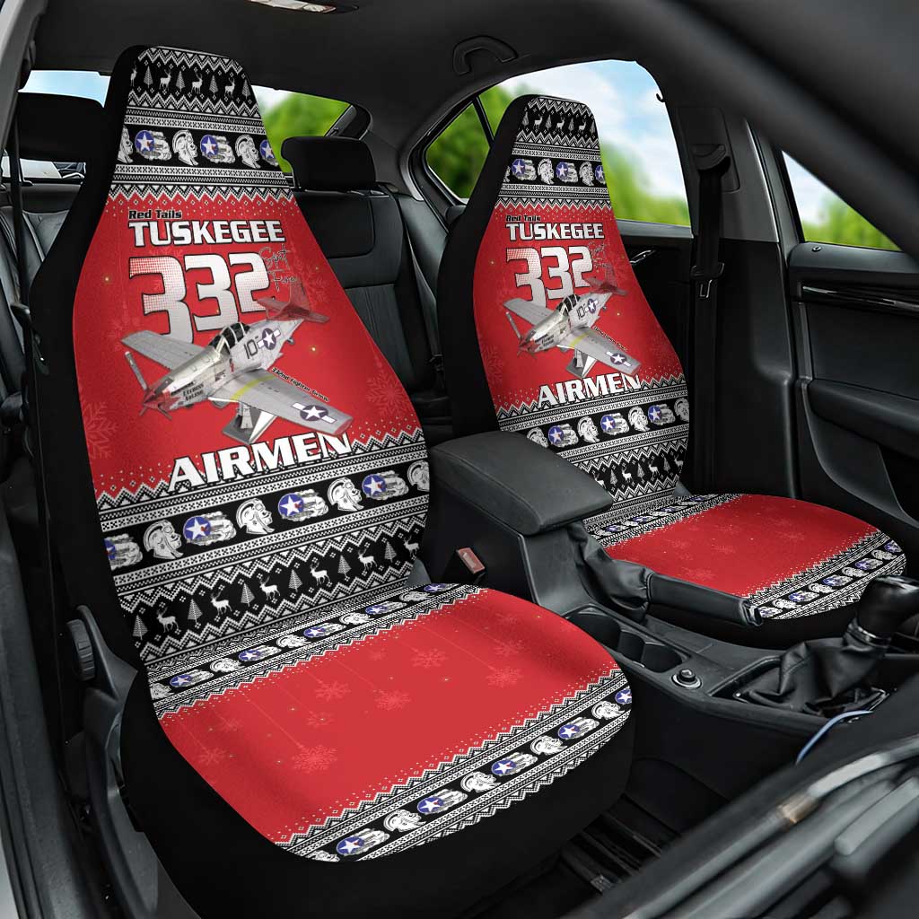 Tuskegee Red Tails Airmen Christmas Car Seat Cover P-51 Mustang 332nd Fighter Group - Wonder Print Shop