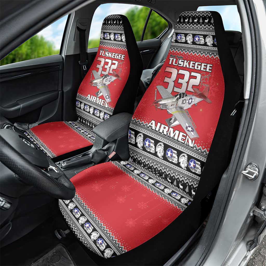 Tuskegee Red Tails Airmen Christmas Car Seat Cover P-51 Mustang 332nd Fighter Group - Wonder Print Shop